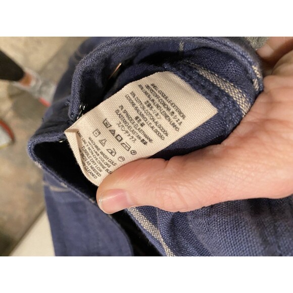 Free People Jumpsuit Jumper Womens 6 Linen Blue Striped Open Back Moonlight Mile - Picture 10 of 11